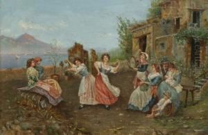 Tarantella Sulla Terrazza Con Vista Sul Vesuvio