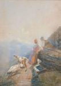 Paesaggio Di Montagna Con Figure by Giovanni Battista