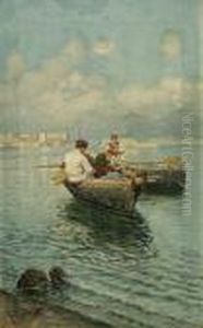 "fischer In Der Bucht Von Neapel", Im Hintergrund Der Vesuv by Giovanni Battista