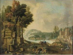 An Italianate River Lanscape With The Flight Into Egypt