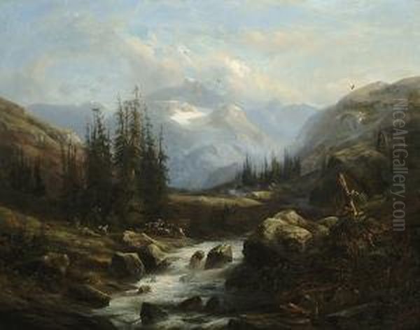 Goat Herd In A Mountain Landscape - view 1