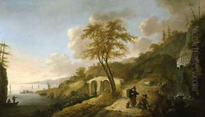 A Coastal Scene with fishing boats