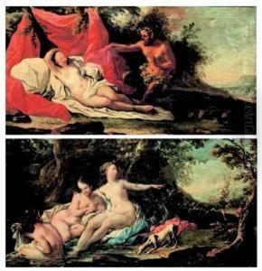 Giove E Antiope - Il Bagno Di Diana by Pierre-Antoine Baudouin