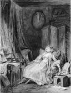 La Lecture Interrompue by Pierre-Antoine Baudouin