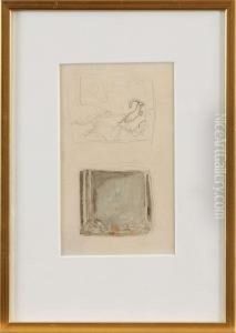 Skiss Med Bl. A. Enskuttande Vadur by John Bauer