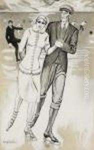 Untitled (skaters) by Rudolf Bauer
