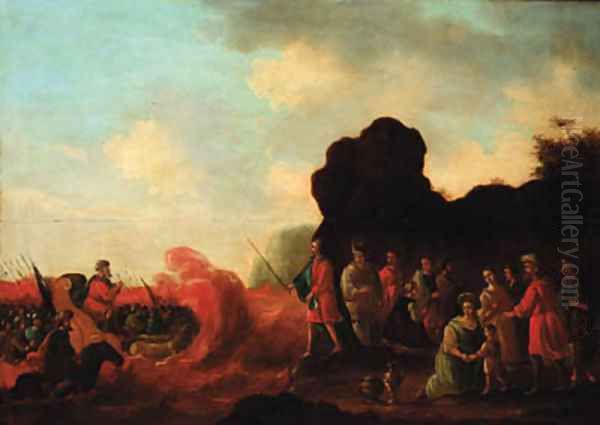 Moses commanding the waters of the Red Sea to close - view 1