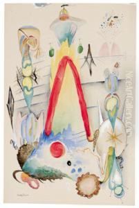 Ruckseitig Stempel: Das Geistreich, Aquarell Auf Starkem Papier, 49 X 32,5 Cm by Rudolf Bauer