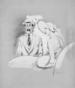 An Einem Tisch Sitzendes Paar by Rudolf Bauer