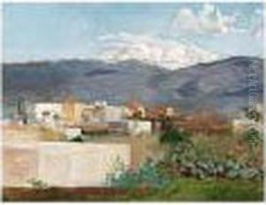 A Village In Front Of Antilibanon And Hermon; Houses At The Water
