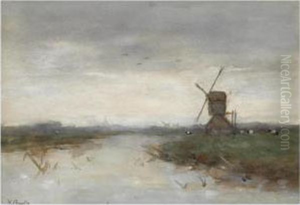 A Windmill In A Polder Landscape - view 1