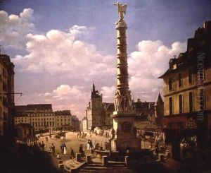 The Fountain in the Place du Chatelet, Paris, 1810 by Etienne Bouhot