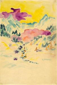 Gebirgstal Bei Davos. by Philipp Bauknecht