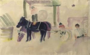 Horses And A Wagon by Philipp Bauknecht