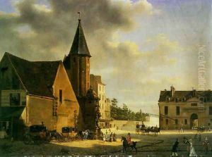 Vue de la fontaine Saint Victor prise du Jardin des Plantes 1819 by Etienne Bouhot