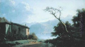 Lake Scene in France by Josephine Bowes