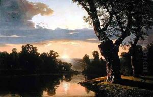 Landscape with river and trees by Josephine Bowes