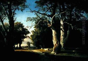 Landscape with Trees and Cattle by Josephine Bowes