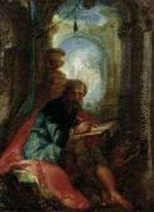 Der Evangelist Markus Schreibend. by Johann Wolfgang Baumgartner