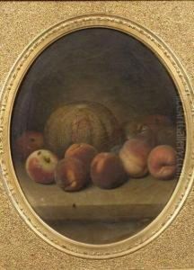 Still Life With Apples, Peaches, And Melon by Peter Baumgras