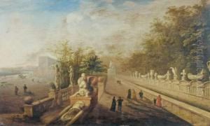 Vue Fantaisiste Des Jardins De La Villa D'este A Tivoli by Johann Wilhelm Baur