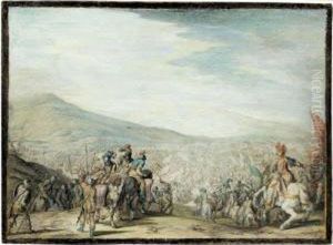 A Battle, Possibly Between The Romans And The Carthaginians by Johann Wilhelm Baur