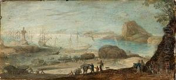 With Shipmakers In The Foreground And Travellers On A Path - view 1