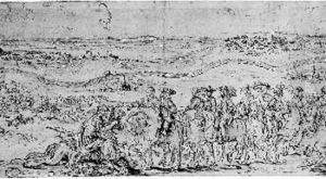 Tancrede Et Clorinde Rendant Hommage A Louis Xiv Et Richelieu (?) by Johann Wilhelm Baur