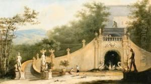 An Italianate Landscape With An
Imaginary View Of A Grand Staircaseand Figures In A Formal Garden An Italianate Landscape With An
Imaginary View Of A Grand Staircaseand Figures In A Formal Garden