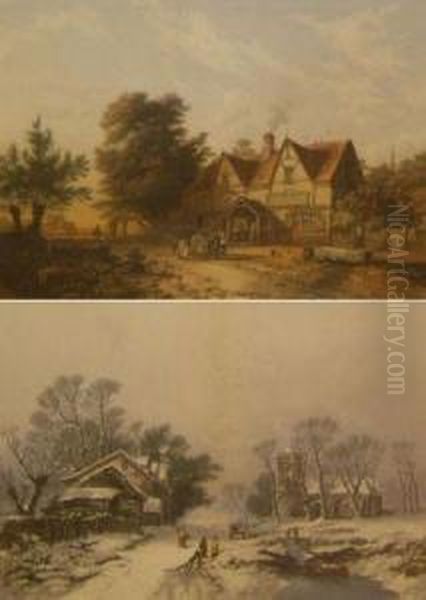 Winter And Summer Landscapes With Cottages - view 1