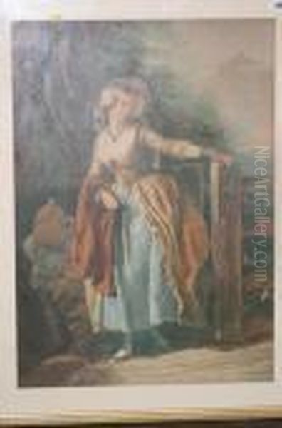 Print, Lady Walking Through A Gate - view 1