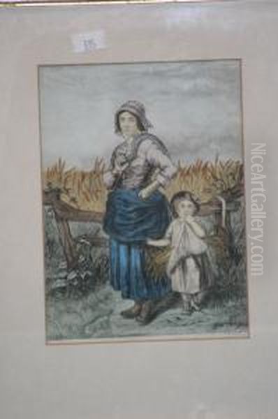 A Woman And Child Before A Cornfield And Another Old - view 1