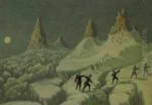 Mountaineering - Four Illustrations Foralbert Smith's The Ascent Of Mont Blanc