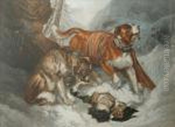 The Dogs Of St Bernard by George Baxter