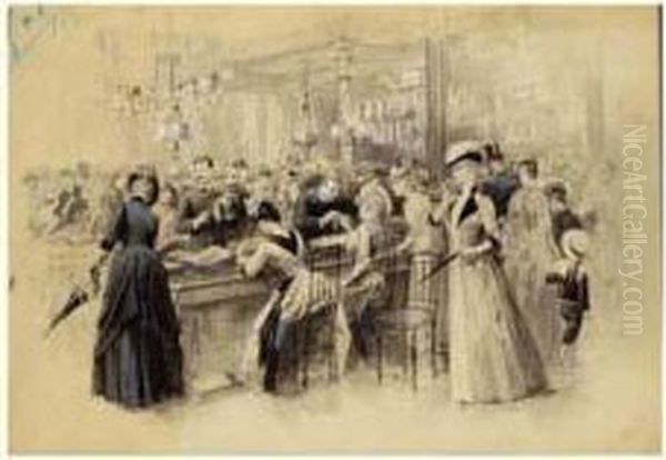 Le Bon Marche, Au Comptoir De Ganterie, Circa 1889 - view 1
