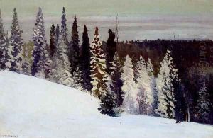 Fir Trees In A Winter Landscape by Alexandr Alekseevich Borisov