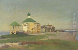 A Russian church in the village of Nikol'skoe by Alexandr Alekseevich Borisov