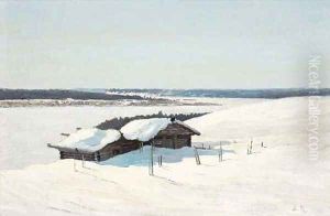 Snowy landscape by Alexandr Alekseevich Borisov