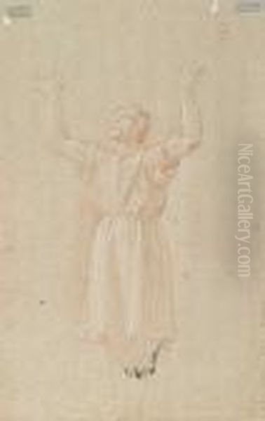 Estudio Figura Brazos Alzados (anverso), Estudio De Figura Masculina (reverso) - view 1