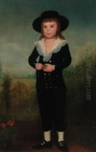 Portrait Of A Boy, Standing
Full-length, In A Black Jacket Andknickerbockers, With A Black Hat And A
White Chemise, Holding Aspining Top, In A Landscape Portrait Of A Boy, Standing
Full-length, In A Black Jacket Andknickerbockers, With A Black Hat And A
White Chemise, Holding Aspining Top, In A Landscape