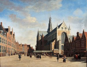 The Market Square at Haarlem with the St Bavo 1696 by Gerrit Adriaensz Berckheyde