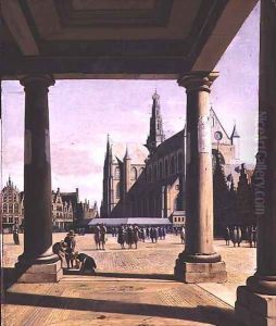 View of Haarlem with the Groote Kerk 1674 by Gerrit Adriaensz Berckheyde