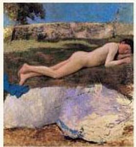 Jeune Homme Nu Sur L'herbe