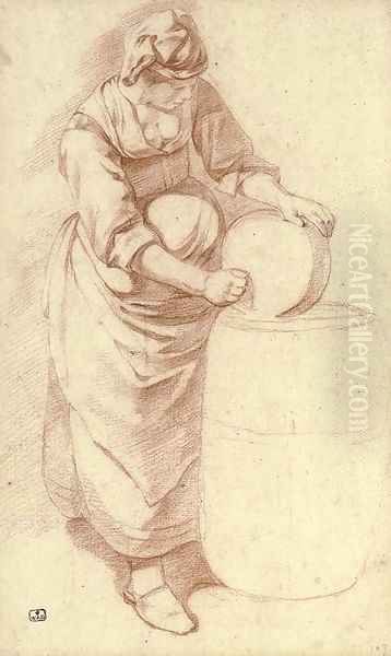 A maid with a butterchurn - view 1