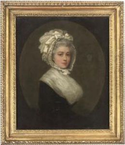 Portrait Of A Lady, Bust-length, In A Lace Bonnet And A Whiteshawl