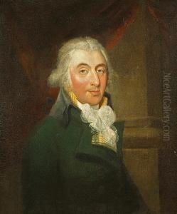 A Portrait Of A Gentleman, Half-length, In A Green Coat by Thomas Beach