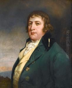 Portrait Of A Gentleman, 
Bust-length, In A Green Coat And A Yellow Waistcoat With A White Cravat