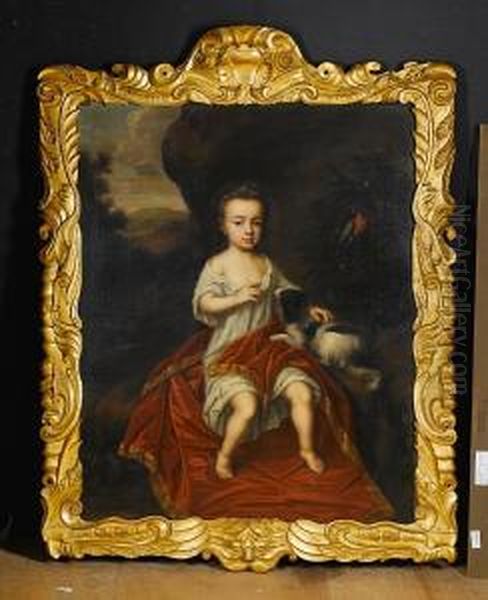Portrait Of A Young Boy, In A
White Chemise,seated In A Landscape With A Dog At His Side And A
Parrotnearby - view 1