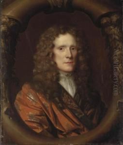 Portrait Of Sir Marmaduke 
Tunstall, Bust-length, In A Red Coat And White Cravat, In A Sculpted 
Cartouche