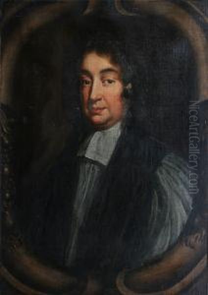 Portrait Of A Cleric, Bust Length, In A Painted Oval Frame - view 1
